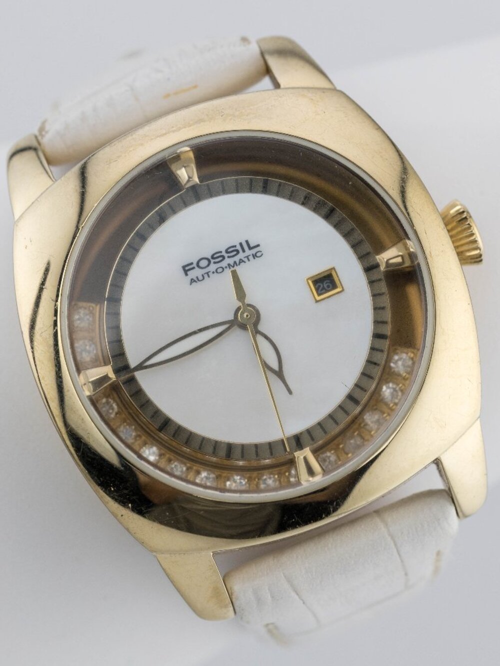 Fossil Arkitekt ES-1366 Gold Tone MOP Crystal Automatic Women's Watch